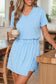 Beau Blue Mineral Wash V Neck Tee Matching Skort Set