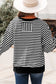 Orange Stripe Exposed Seam Drop Shoulder Casual Pullover Top