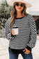 Orange Stripe Exposed Seam Drop Shoulder Casual Pullover Top
